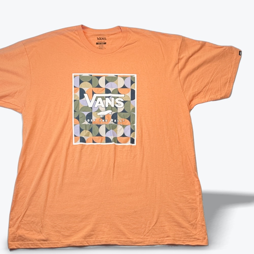 Vans Off The Wall T Shirt Mens XXL Orange Graphic Tee Geometric Skateboard